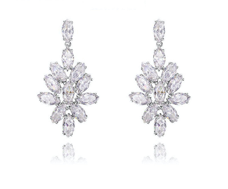 Platinum Plated Helena Earrings with Simulated Diamond