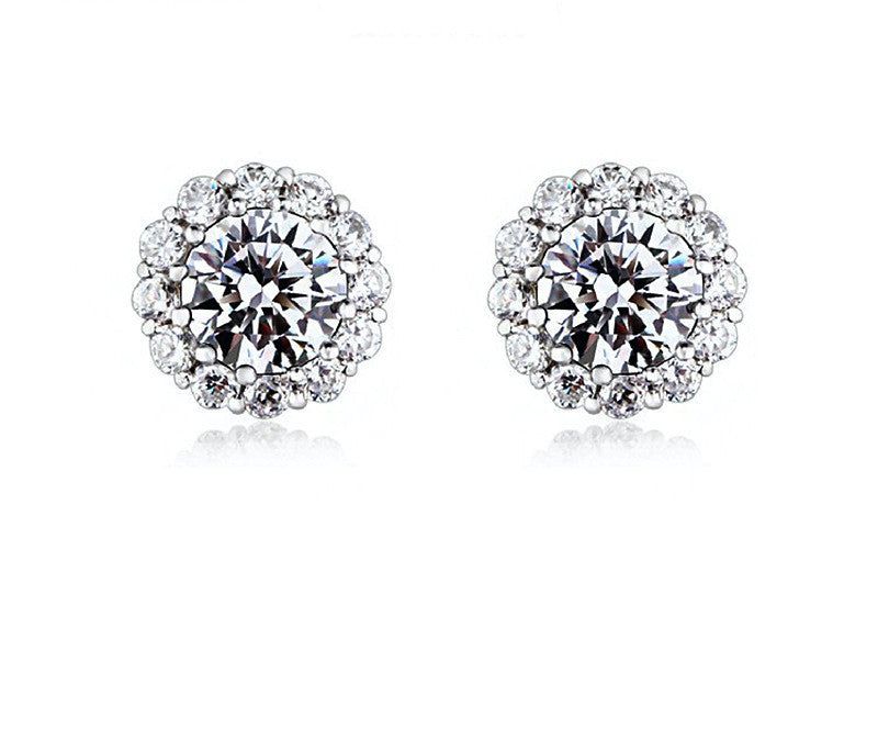 Platinum Plated Ivy Earrings with Simulated Diamond