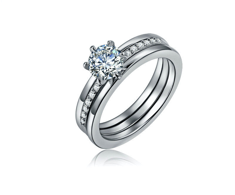 Platinum Plated Karen Ring with Simulated Diamond