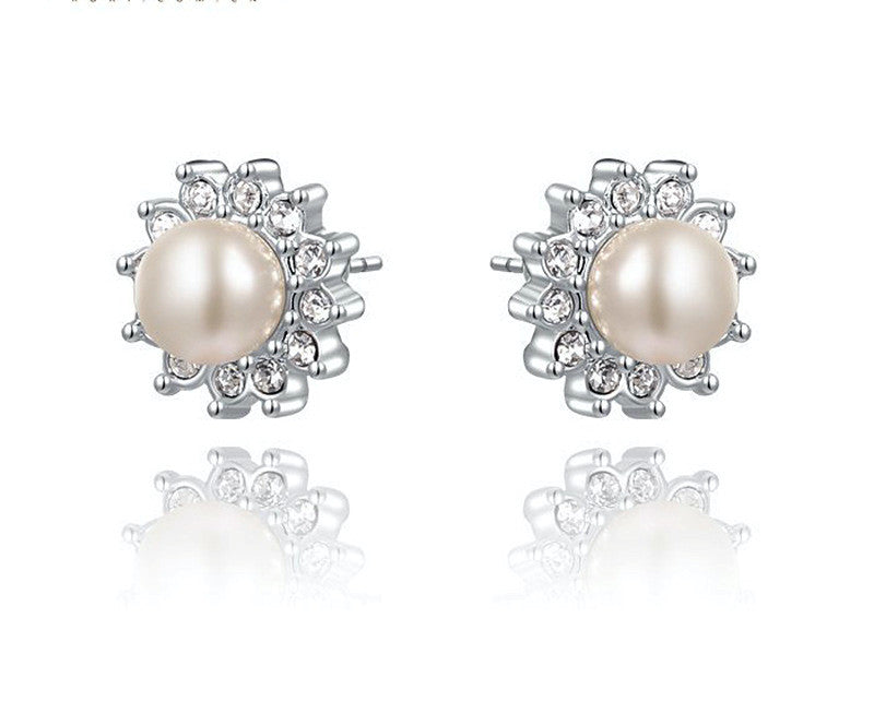 Platinum Plated Kylie Earrings with Simulated Diamond