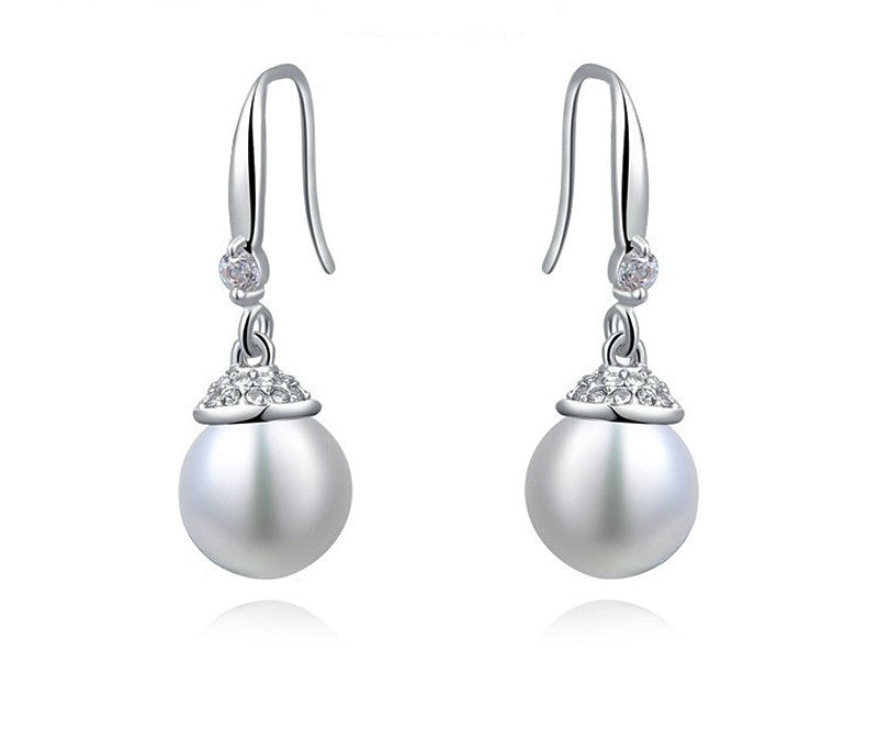 Platinum Plated Laila Earrings with Simulated Diamond