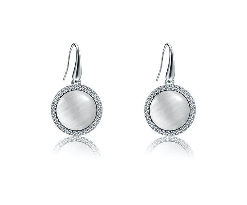 Platinum Plated Leia Earrings with Simulated Diamond