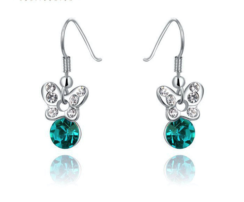 Platinum Plated Lena Earrings with Simulated Diamond