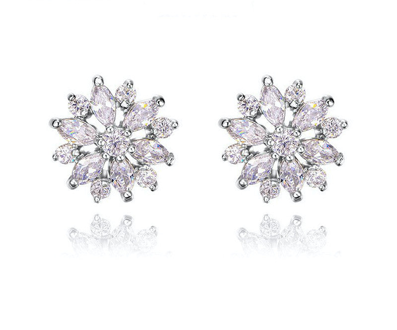 Platinum Plated Lilly Earrings with Simulated Diamond