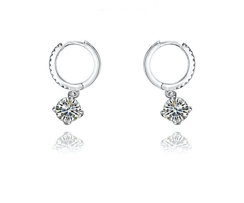 Platinum Plated Luna Earrings with Simulated Diamond