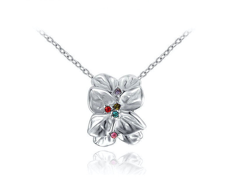 Platinum Plated Mariah Necklace with Simulated Diamond