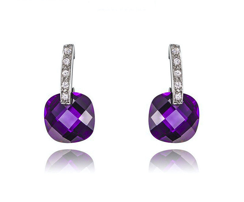 Platinum Plated Miriam Earrings with Simulated Diamond