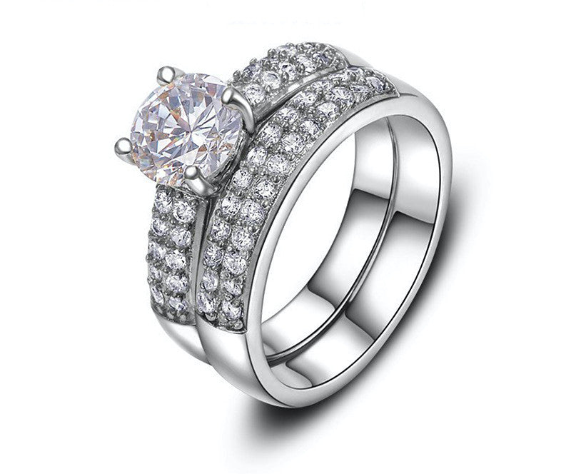 Platinum Plated Naomi Ring with Simulated Diamond