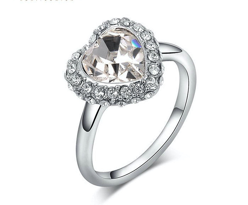 Platinum Plated Natalia Ring with Simulated Diamond