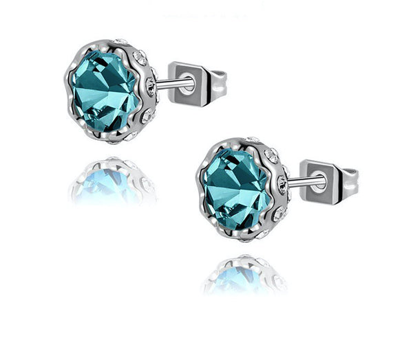 Platinum Plated Penelope Earrings with Simulated Diamond