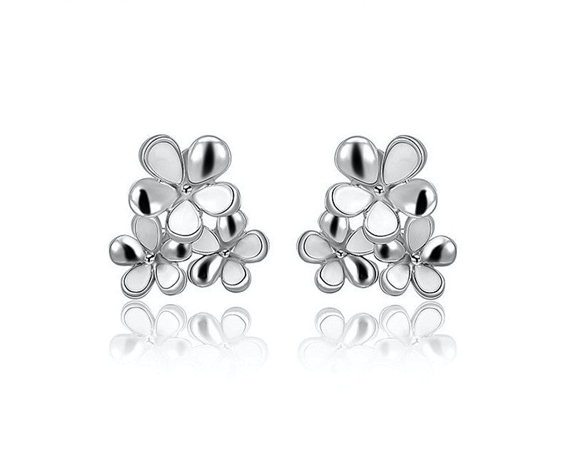 Platinum Plated Princess Earrings with Simulated Diamond