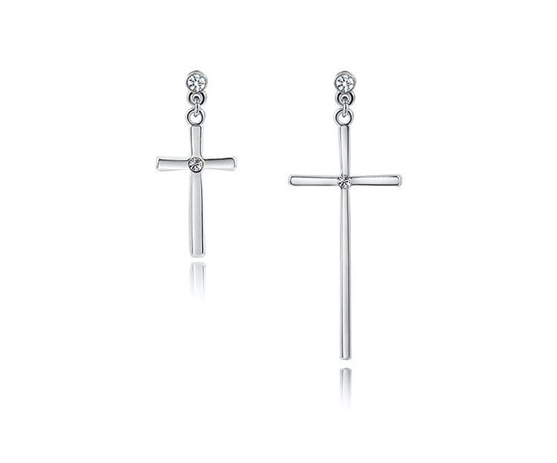 Platinum Plated Rose Earrings with Simulated Diamond