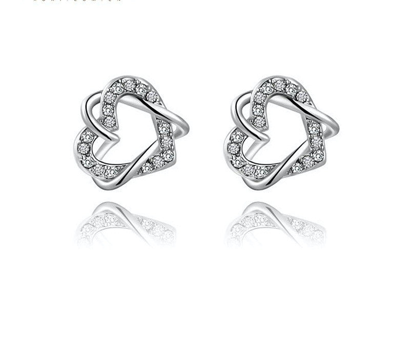 Platinum Plated Ruby Earrings with Simulated Diamond