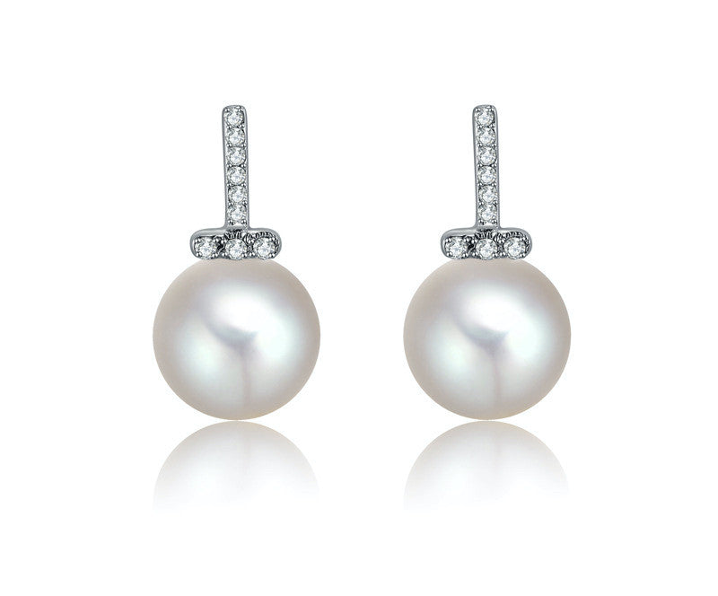 Platinum Plated Sabrina Earrings with Simulated Diamond