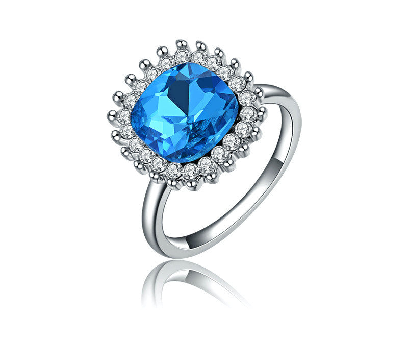 Platinum Plated Sasha Ring with Simulated Diamond