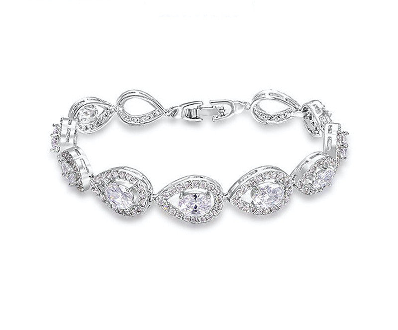 Platinum Plated Serenity Bracelet with Simulated Diamond