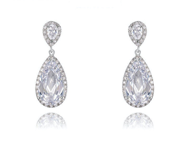 Platinum Plated Skyler Earrings with Simulated Diamond