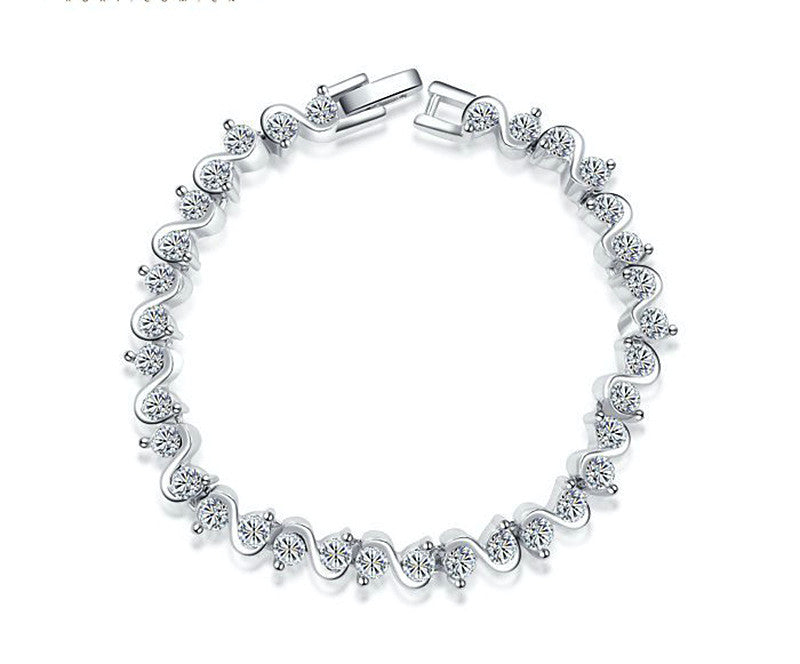 Platinum Plated Sofia Bracelet with Simulated Diamond