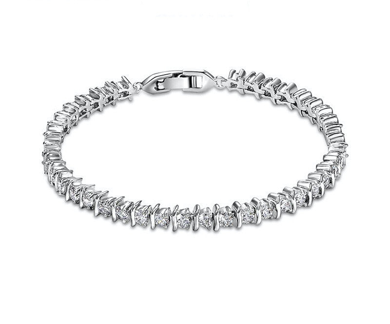 Platinum Plated Violet Bracelet with Simulated Diamond