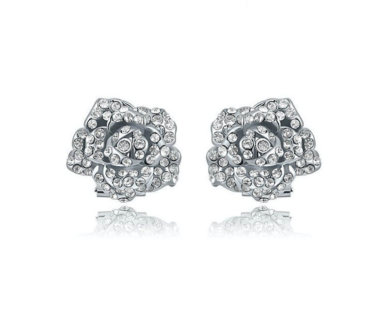 Platinum Plated Virginia Earrings with Simulated Diamond