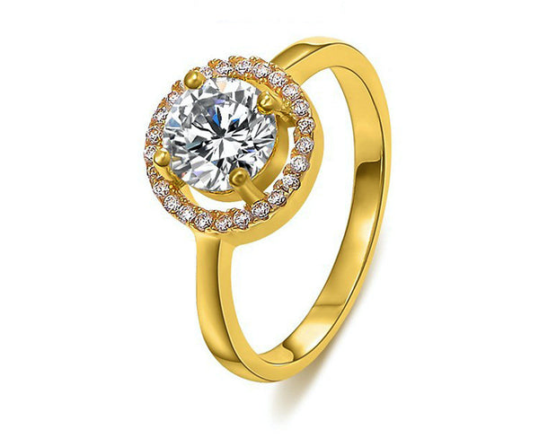 18K Gold Plated Izabella Ring with Simulated Diamond