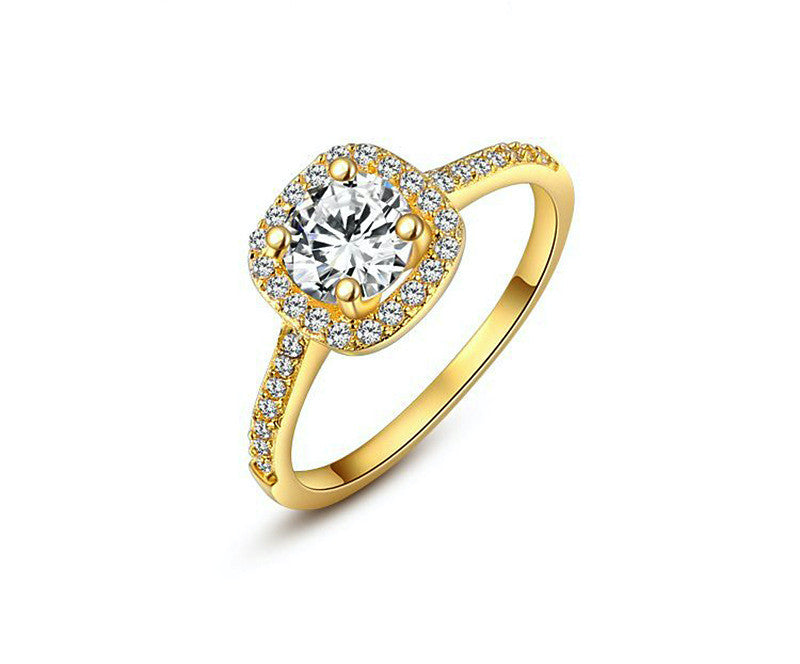 18K Gold Plated Katherine Ring with Simulated Diamond