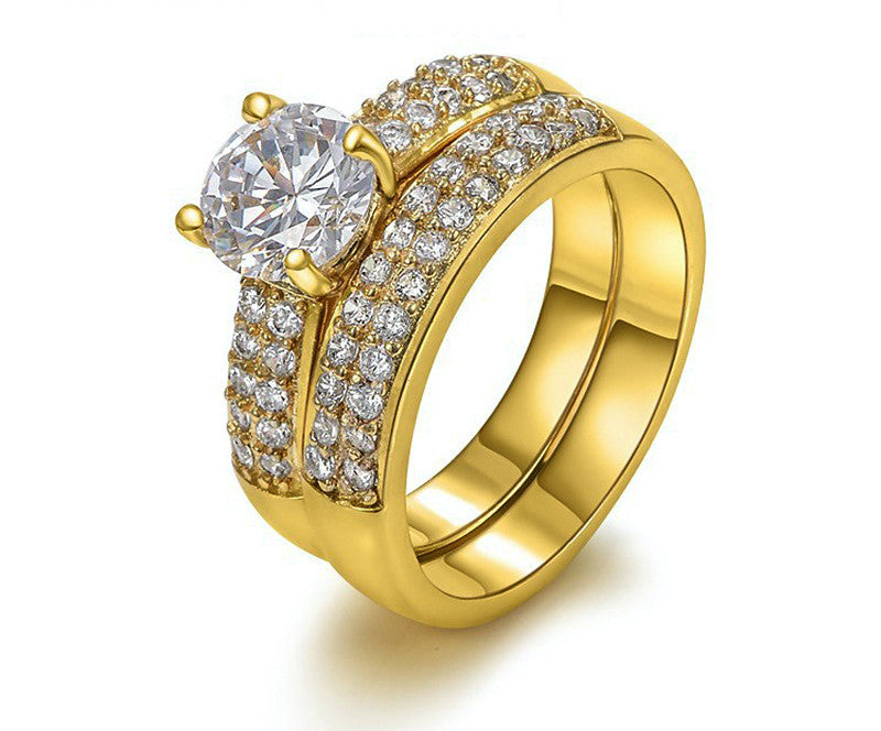 18K Gold Plated Melanie Ring with Simulated Diamond