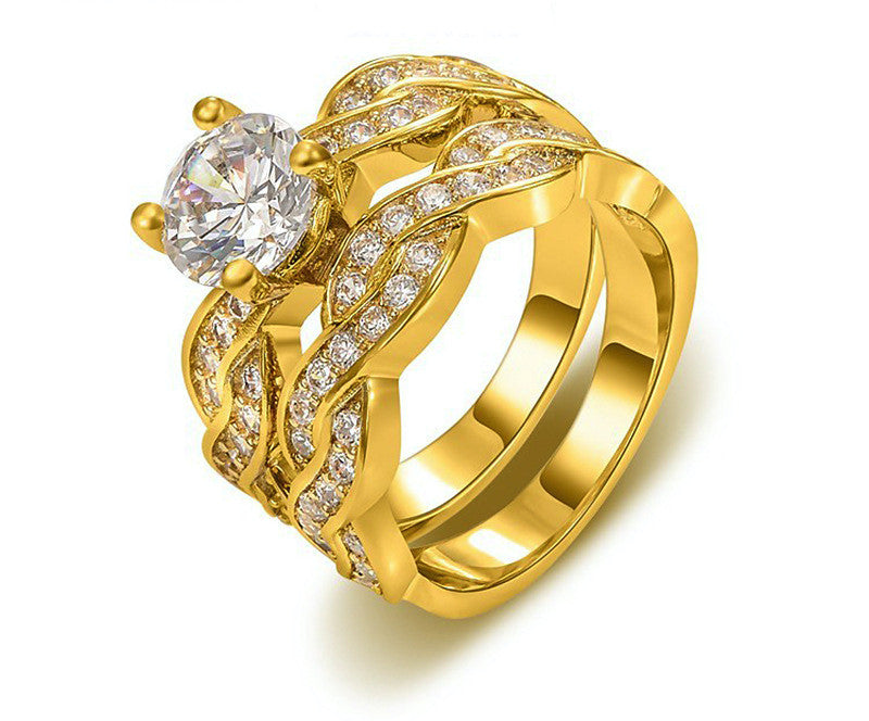 18K Gold Plated Norah Ring with Simulated Diamond