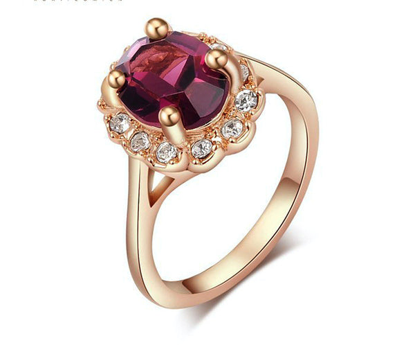 18K Rose Gold Plated Aaliyah Ring with Simulated Diamond