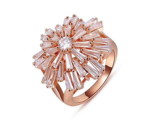 18K Rose Gold Plated Aisha Ring with Simulated Diamond
