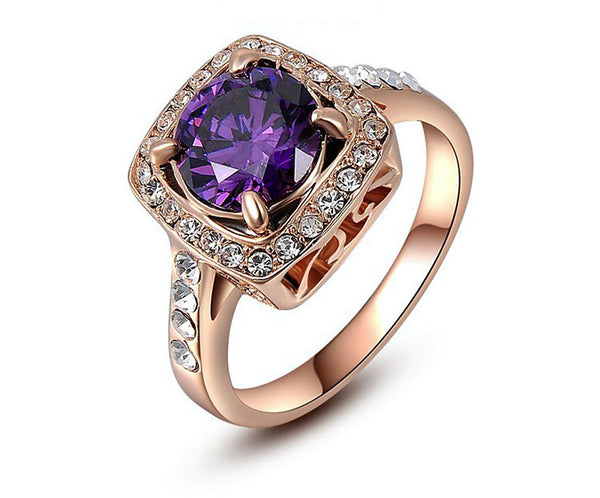 18K Rose Gold Plated Alexa Ring with Simulated Diamond