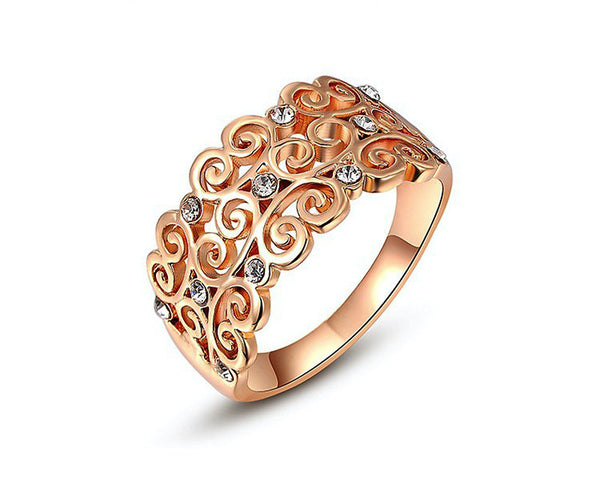 18K Rose Gold Plated Alexandria Ring with Simulated Diamond