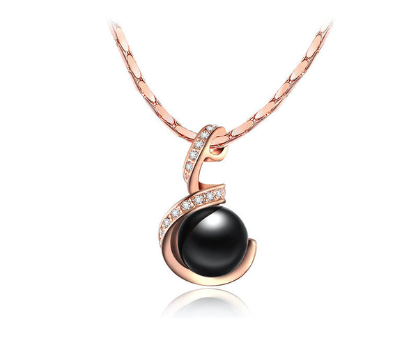 18K Rose Gold Plated Aliyah Necklace with Simulated Diamond