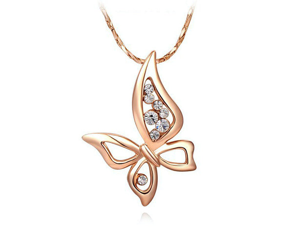 18K Rose Gold Plated Allison Necklace with Simulated Diamond