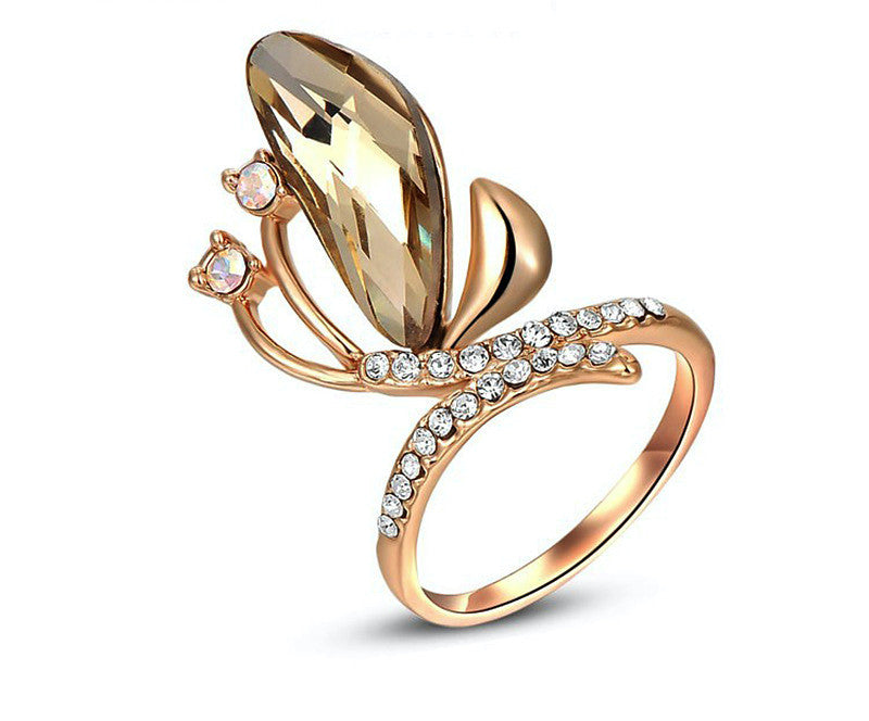 18K Rose Gold Plated Alondra Ring with Simulated Diamond