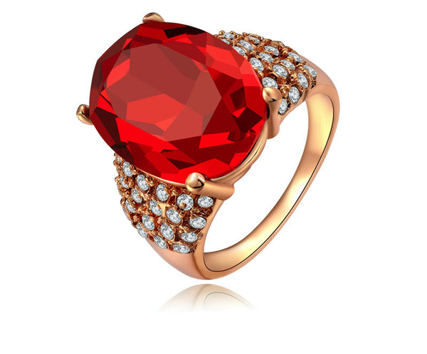 18K Rose Gold Plated Amara Ring with Simulated Diamond