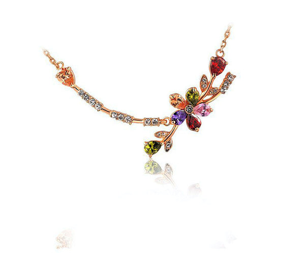 18K Rose Gold Plated Amaya Necklace with Simulated Diamond