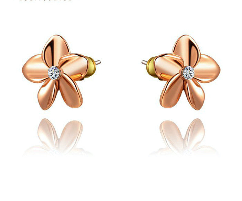 18K Rose Gold Plated Amelia Earrings with Simulated Diamond