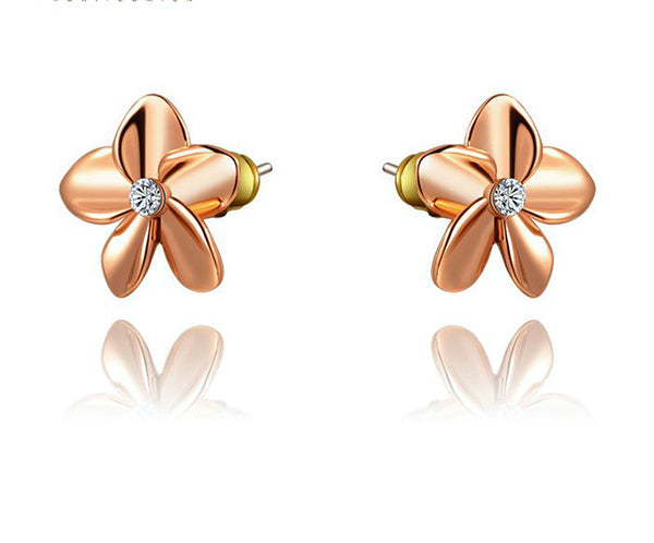 18K Rose Gold Plated Amelia Earrings with Simulated Diamond