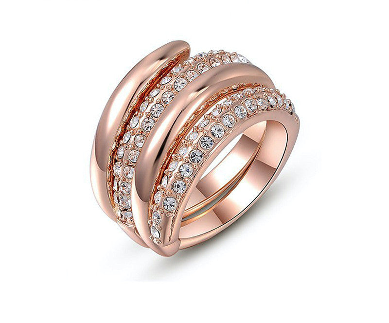 18K Rose Gold Plated Andrea Ring with Simulated Diamond