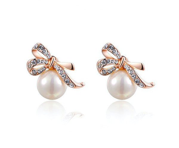 18K Rose Gold Plated Anna Earrings with Simulated Diamond