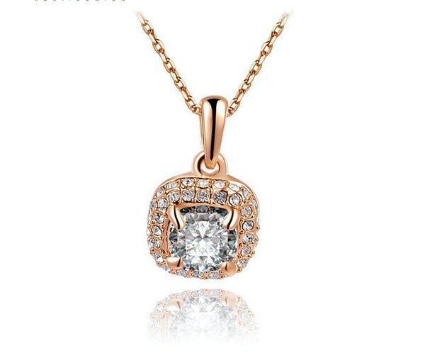 18K Rose Gold Plated Anna Necklace with Simulated Diamond