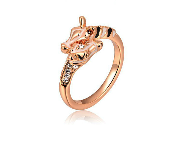 18K Rose Gold Plated Annie Ring with Simulated Diamond