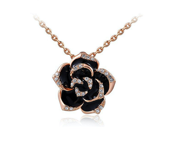 18K Rose Gold Plated Aria Necklace with Simulated Diamond
