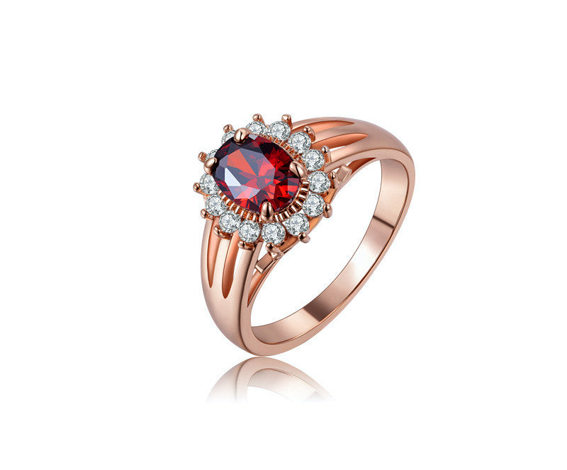 18K Rose Gold Plated Arielle Ring with Simulated Diamond