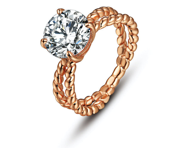 18K Rose Gold Plated Ashlyn Ring with Simulated Diamond