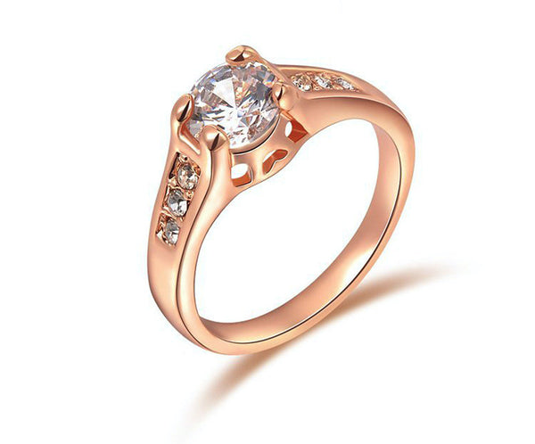 18K Rose Gold Plated Aubree Ring with Simulated Diamond