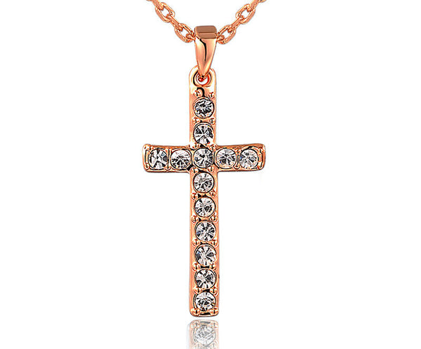 18K Rose Gold Plated Aubrey Necklace with Simulated Diamond