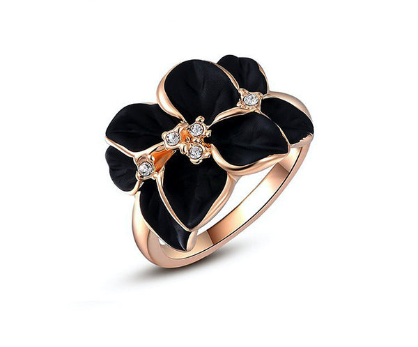 18K Rose Gold Plated Autumn Ring with Simulated Diamond