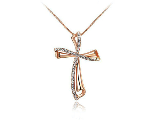 18K Rose Gold Plated Ava Necklace with Simulated Diamond